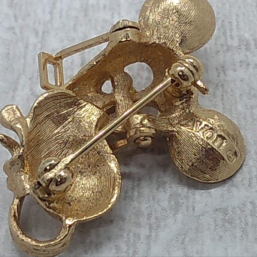 70's Vintage Avon Mouse Pin Brooch Articulated Glasses Gold Tone Rhinestone Eyes - Picture 5 of 10